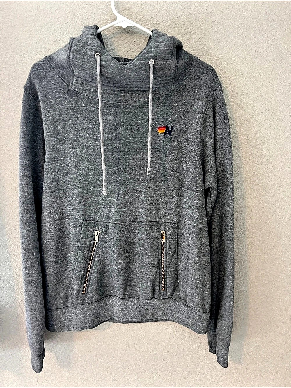 Aviator Nation Ninja Hoodie Gray Pullover Size Large